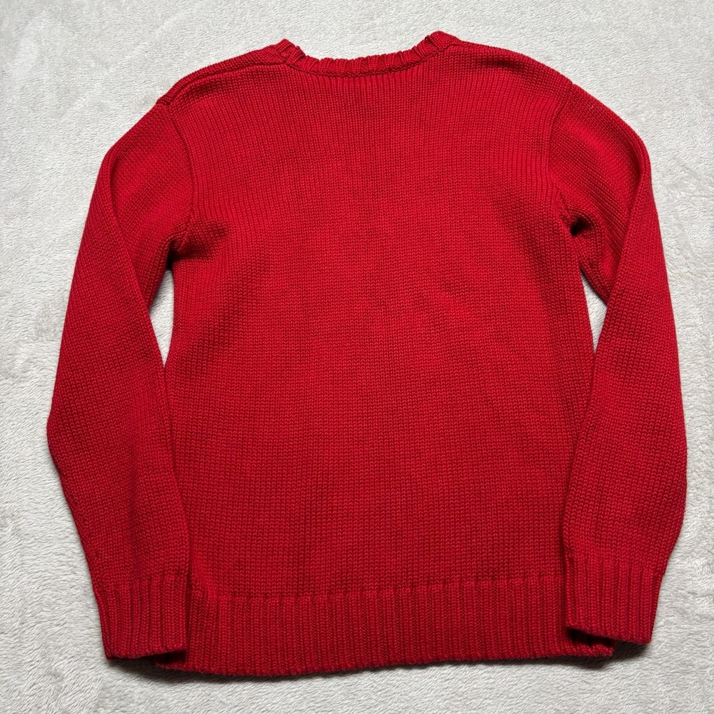VTG Polo Ralph Lauren Cable Knit Sweater Womens XL RED Crew Neck Cotton Casual - Picture 3 of 6